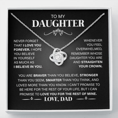 To My Daughter - I Love You Forever, Love Knot Necklace