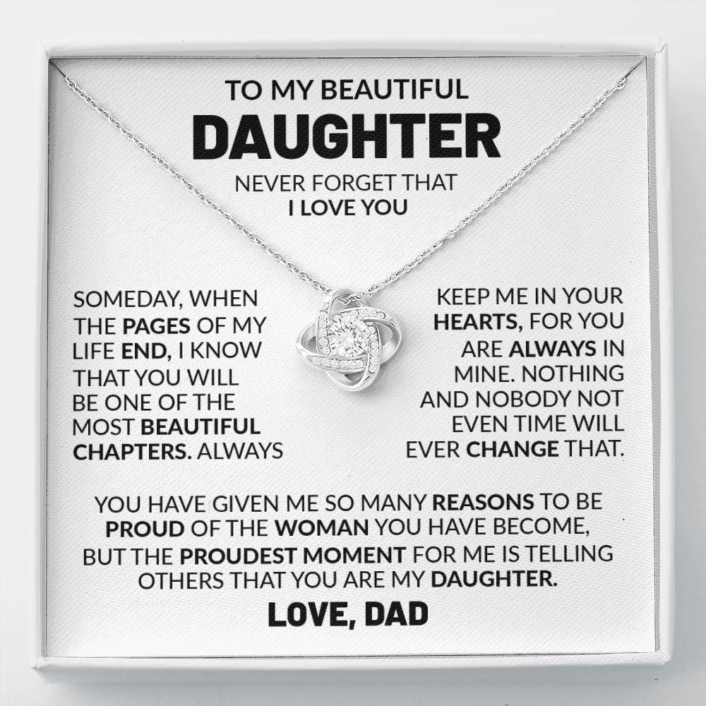 To My Beautiful Daughter - I Proud That You Are My Daughter, Love Knot Necklace