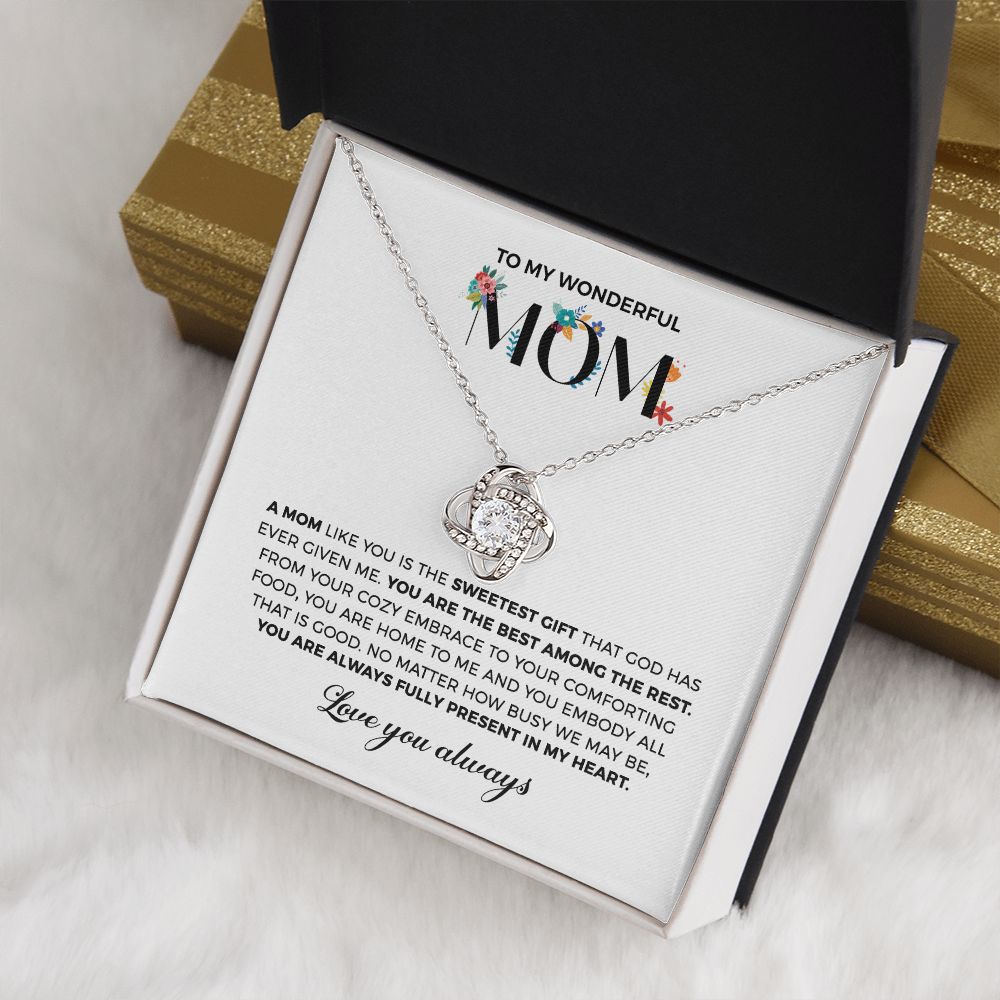 Mom Sweetest Gift, Love Knot Necklace, Anniversary Gift Idea For Mom