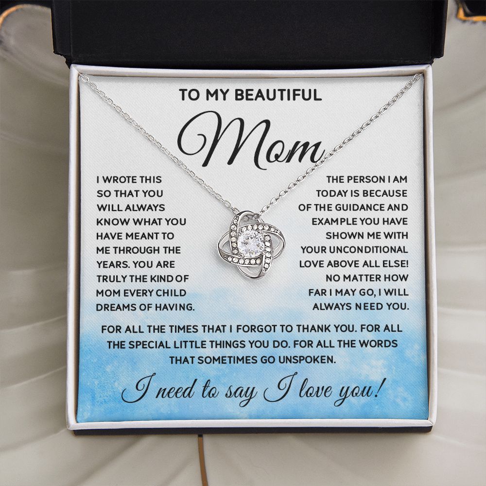 Mom I Wrote This, Love Knot Necklace, Mother's Day Gift For Mom