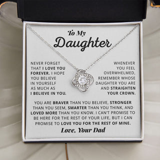 Daughter Believe In Yourself, Love Knot Necklace, Gift For Daughter From Dad, Christmas Gift Idea