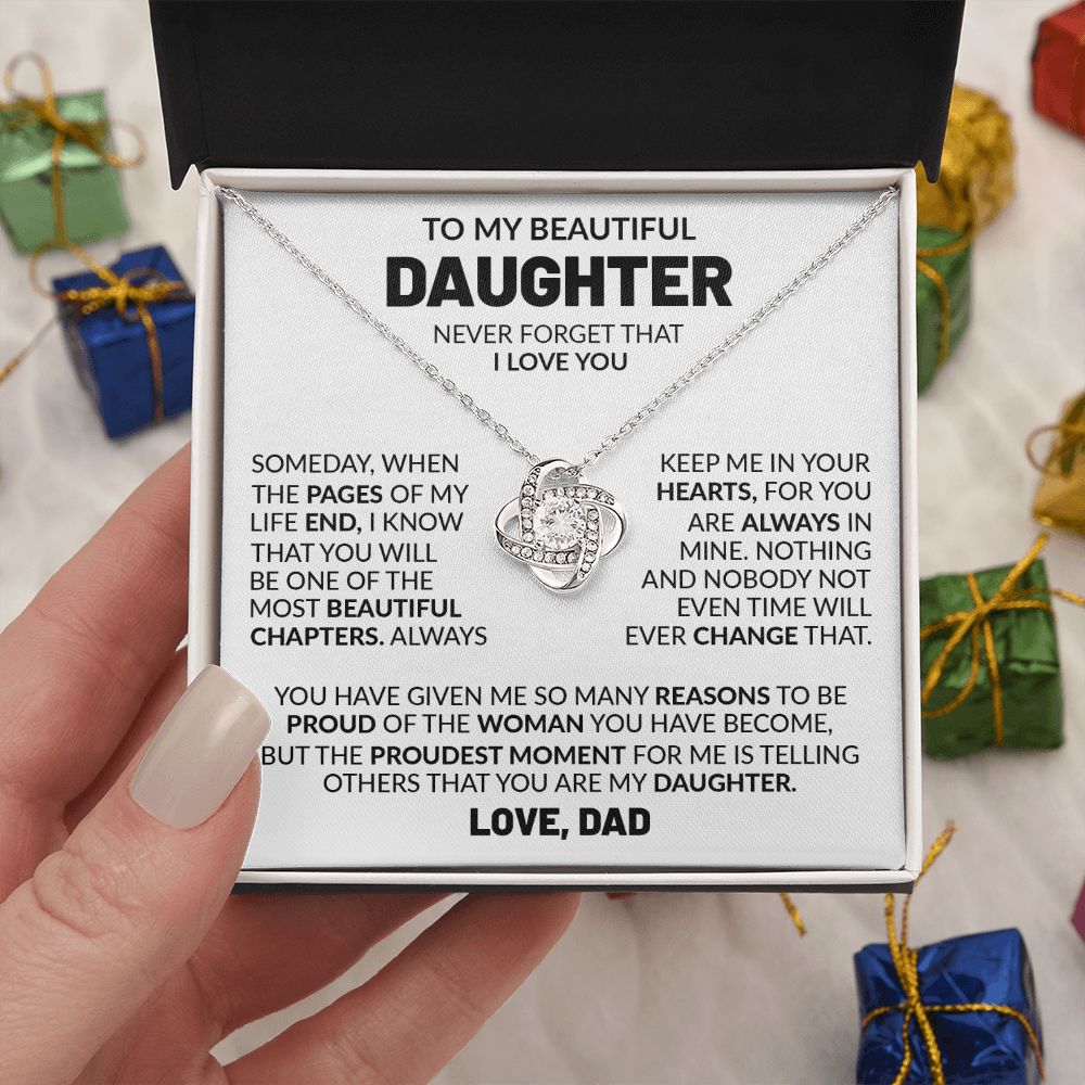 To My Beautiful Daughter - I Proud That You Are My Daughter, Love Knot Necklace