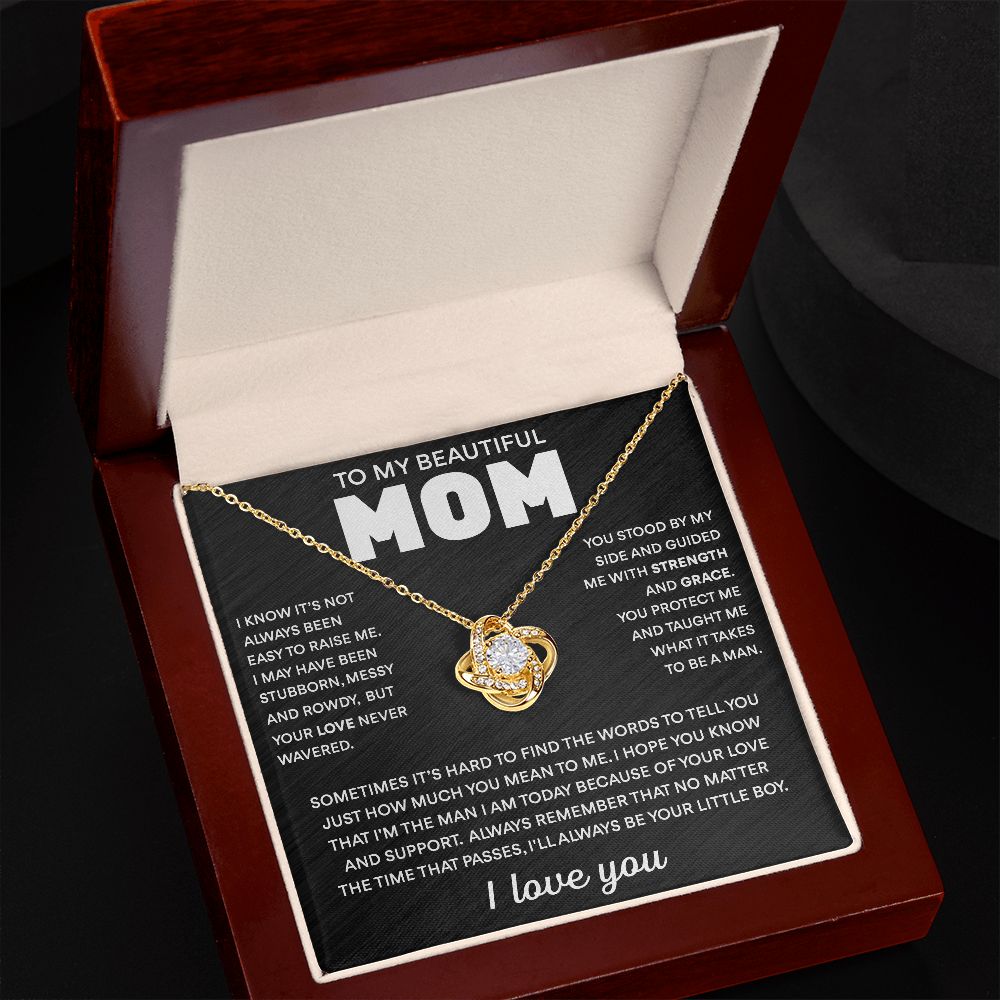 To My Mom - Always Your Little Boy - Love Knot Necklace Gift for Mom