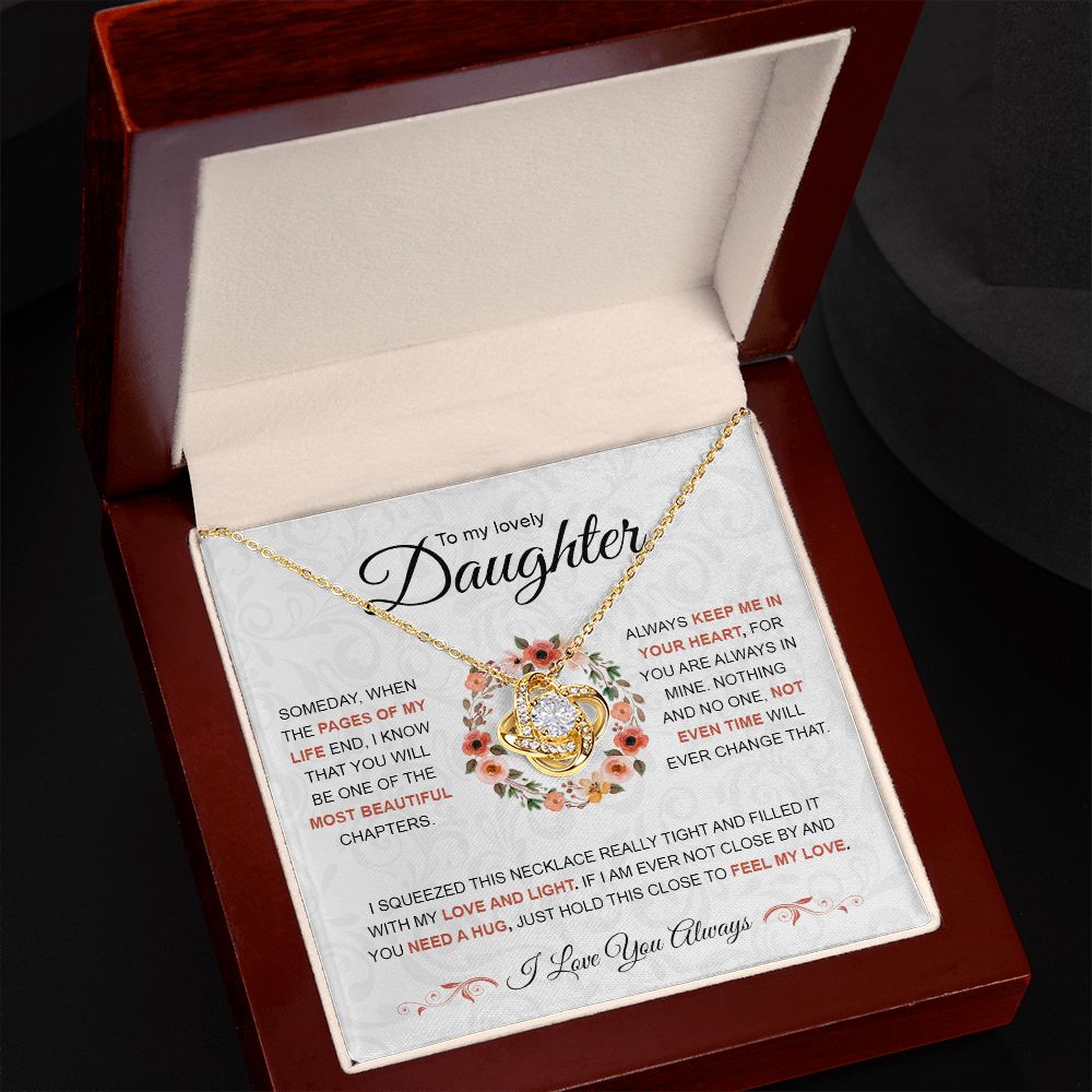 Daughter The Pages Of My Life | Best Gift For Your Daughter | Love Knot Necklace