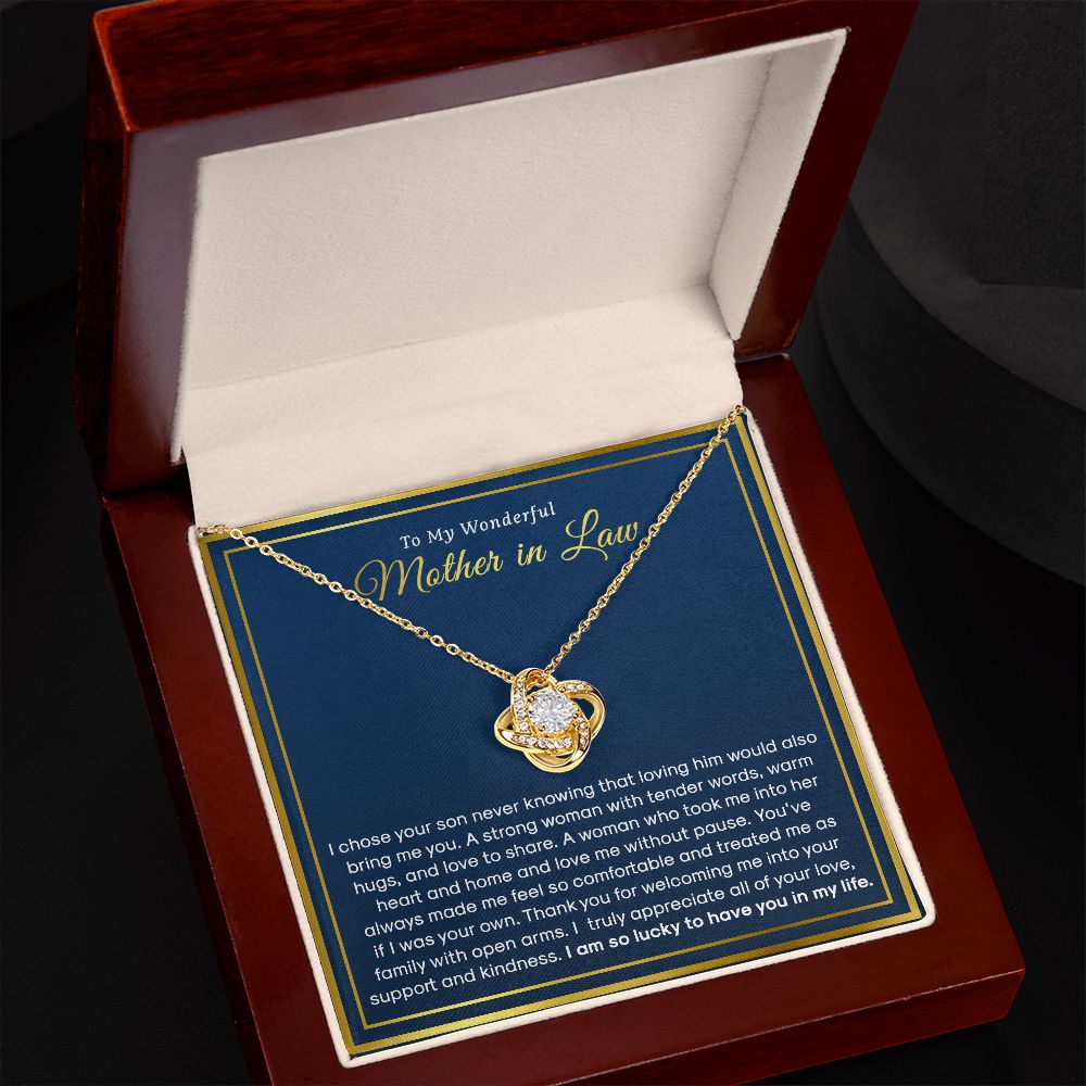 To My Mother In Law - I Am So Lucky To Have You In My Life, Love Knot Necklace Gift for Mom
