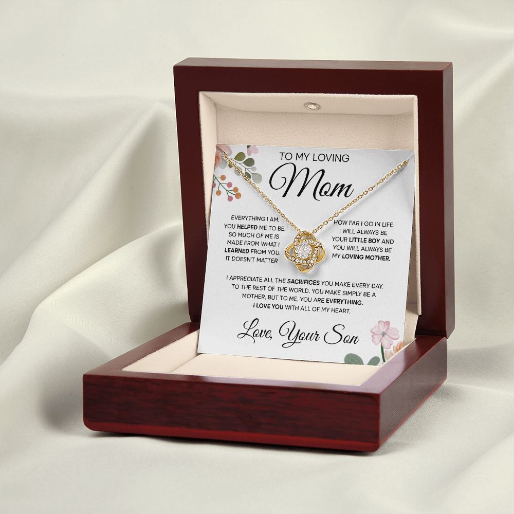 To My Loving Mom - Love You With All My Heart, Love Knot Necklace