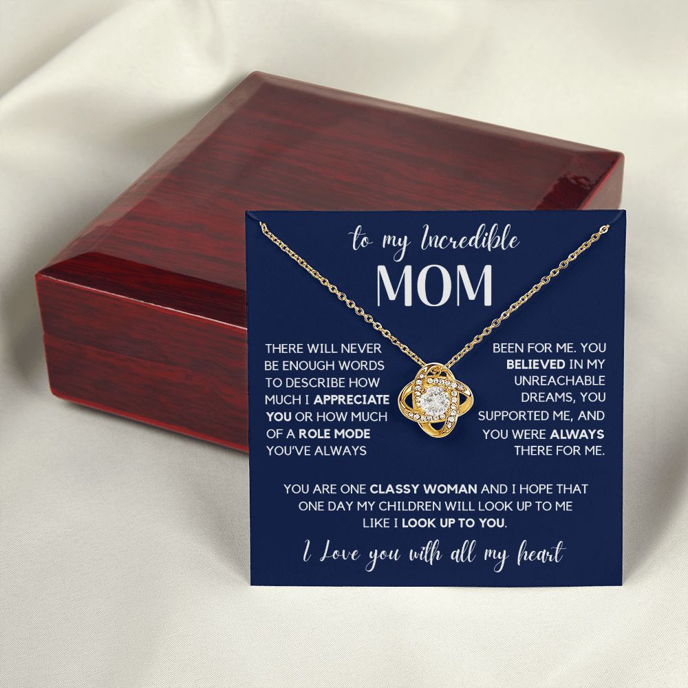 To my Mom - I Love You With All My Heart, Love Knot Necklace