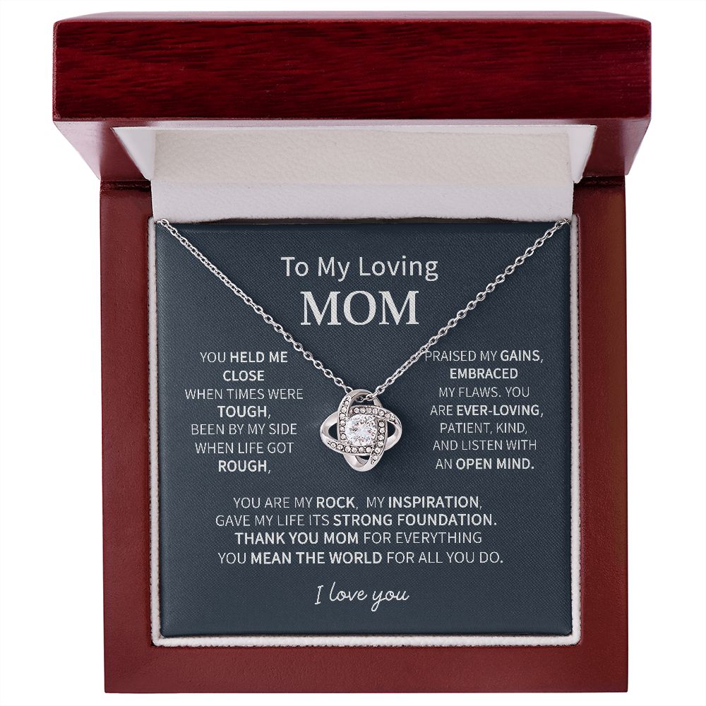 Mom You Are My Rock, Love Knot Necklace, Christmas Gift for Mom