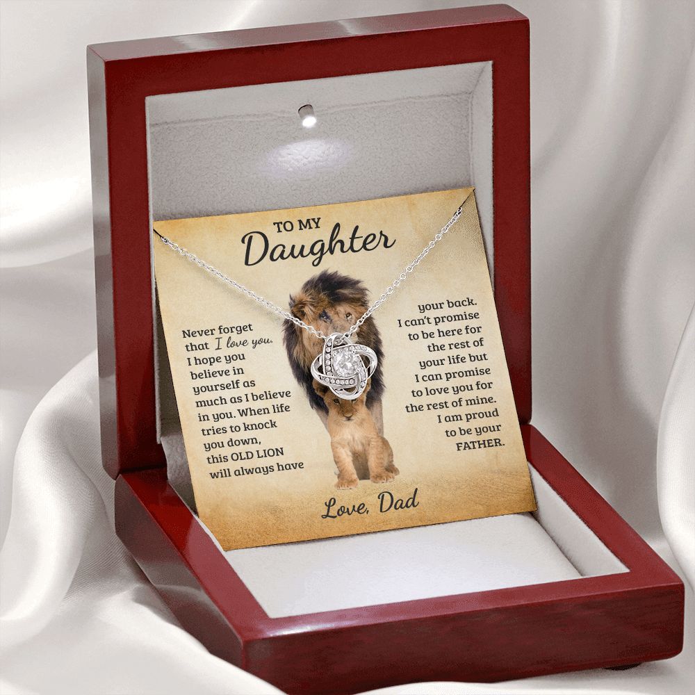 To My Daughter | Old Lion | Love Knot Necklace | Gift for Daughter from Dad