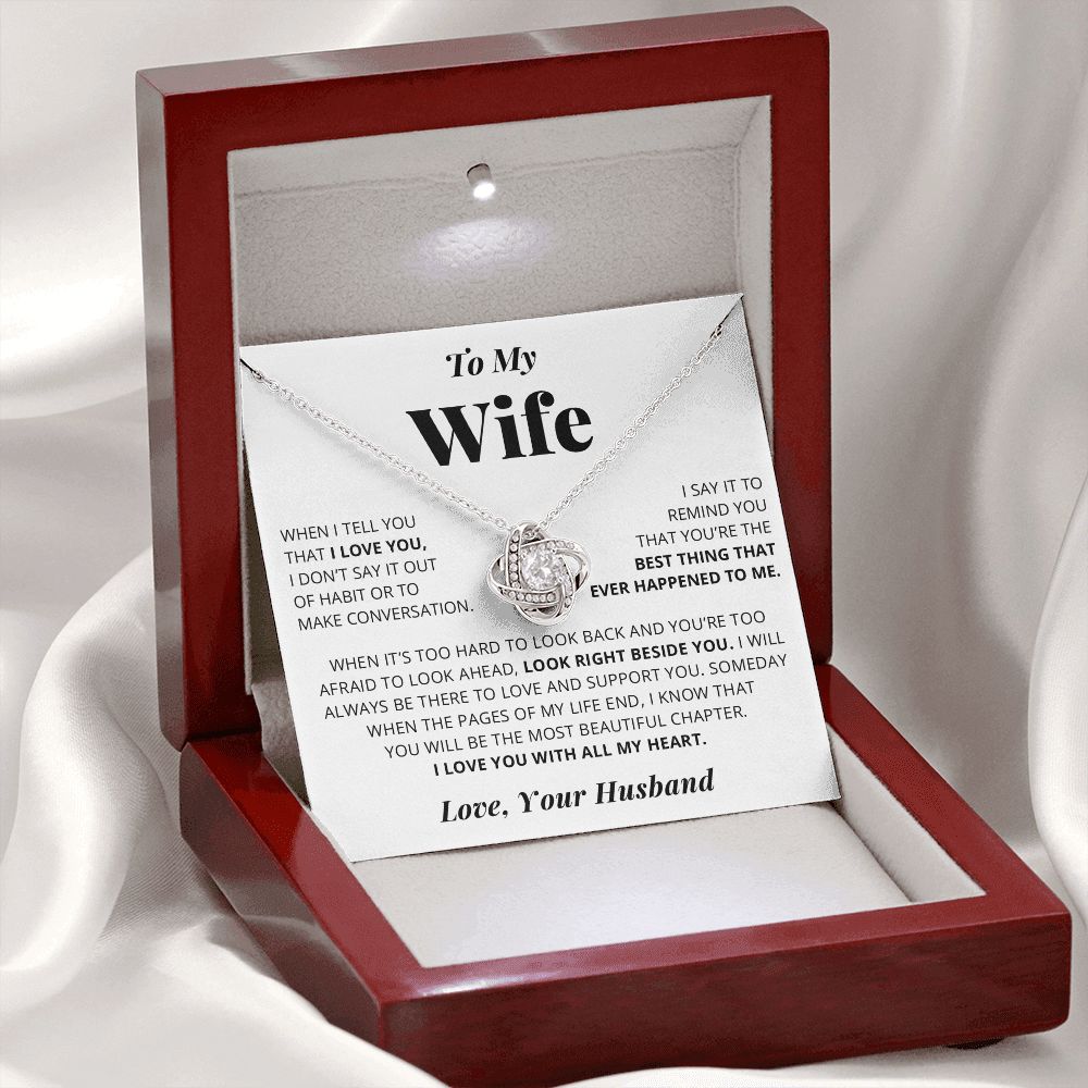 To My Wife | I Love You With All My Heart | Love Knot Necklace