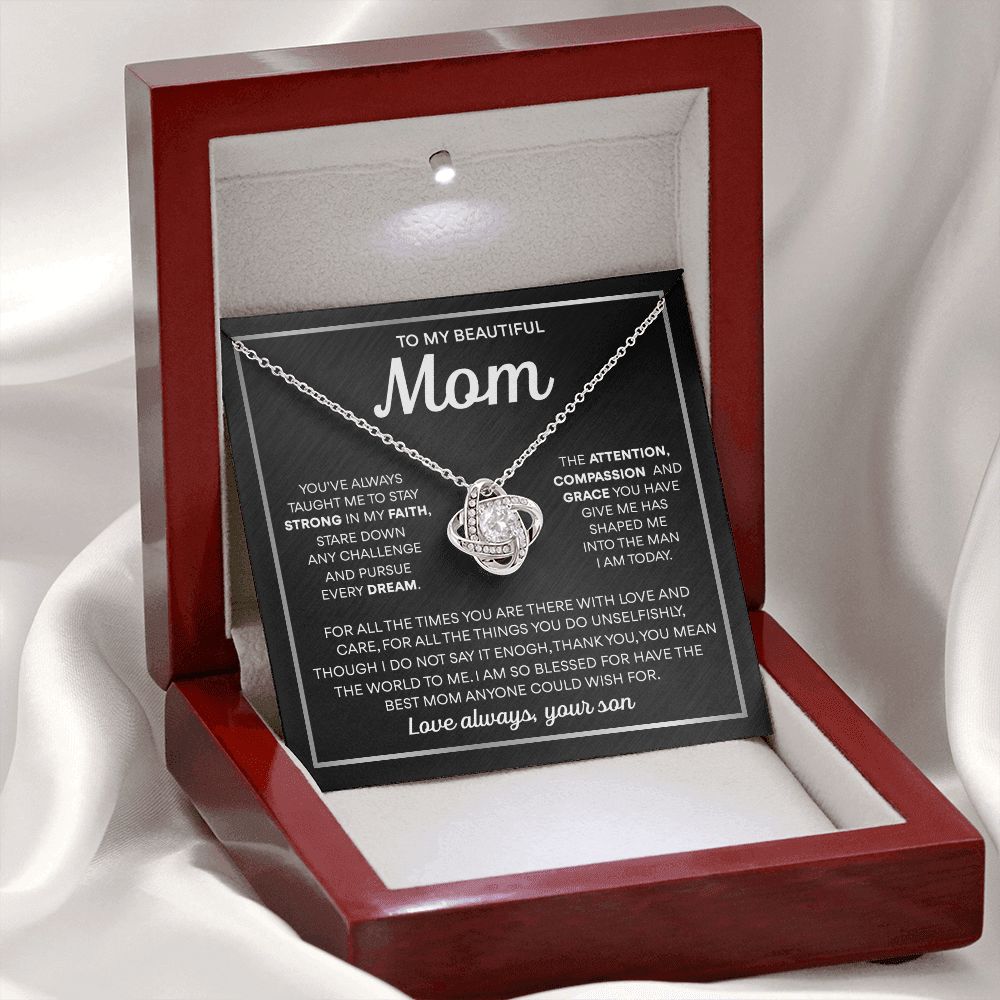To My Mom - The Best Mom Anyone Could Wish For, Love Knot Necklace Gift