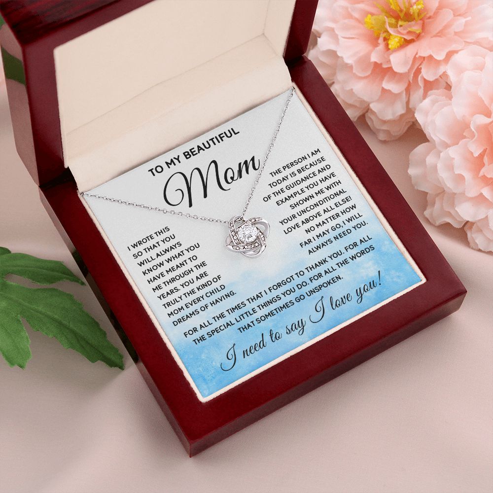Mom I Wrote This, Love Knot Necklace, Mother's Day Gift For Mom