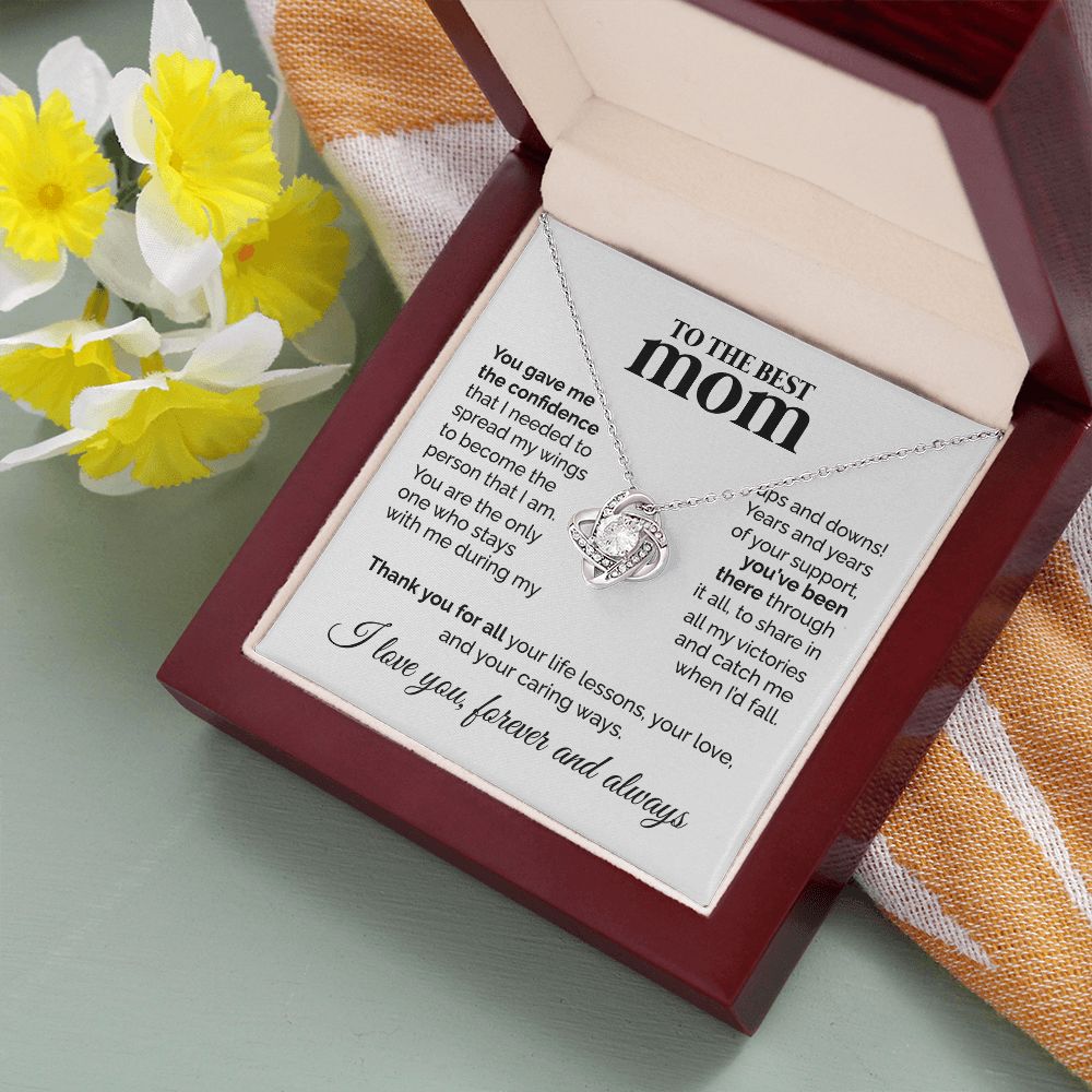 Mom Spread My Wings, Love Knot Necklace, Mother's Day Gift Idea For Mother