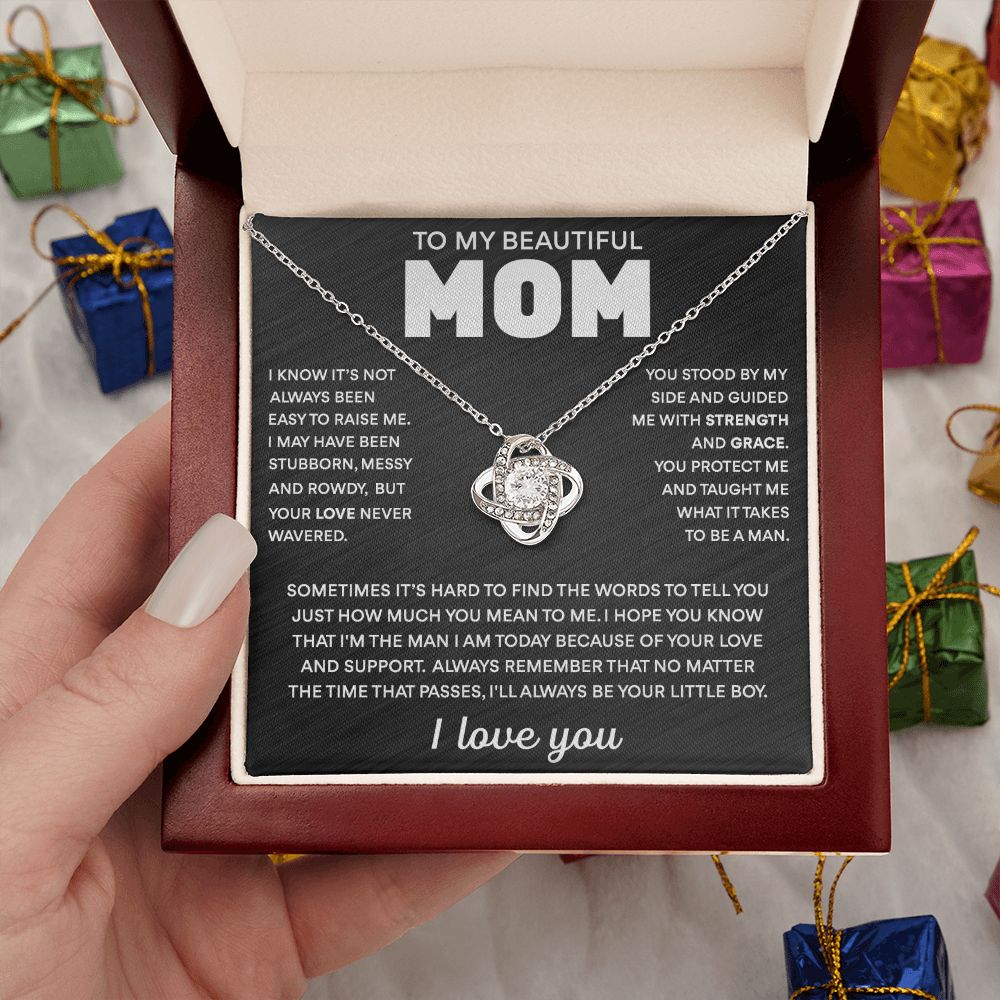 To My Mom - Always Your Little Boy - Love Knot Necklace Gift for Mom