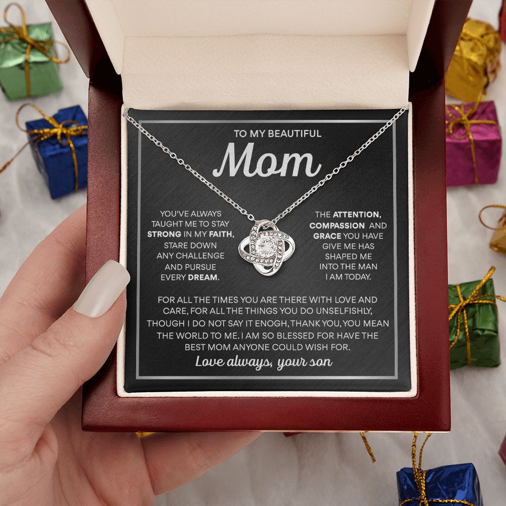 To My Mom - The Best Mom Anyone Could Wish For, Love Knot Necklace Gift