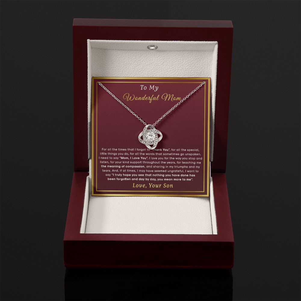 To My Mom - Thank You For The Special Things You Do, Love Knot Necklace Gift To Mom