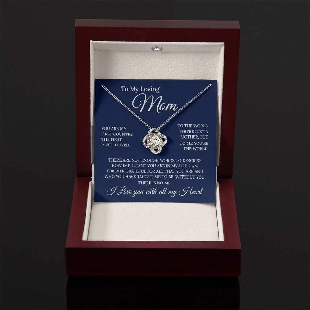 To My Loving Mom - You Are The World, Love Knot Necklace