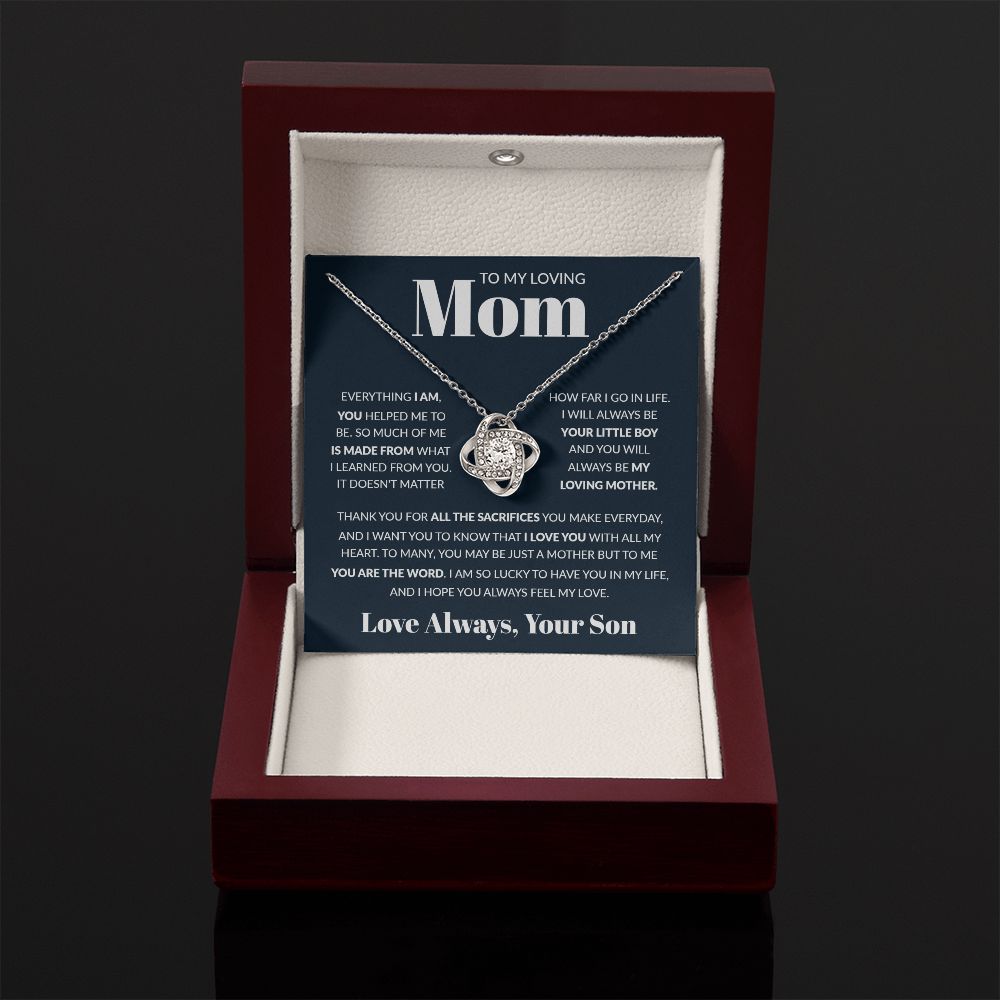 To My Loving Mom - You Are The World, Love Knot Necklace