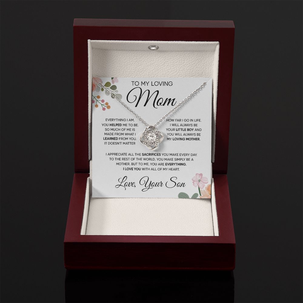 To My Loving Mom - Love You With All My Heart, Love Knot Necklace