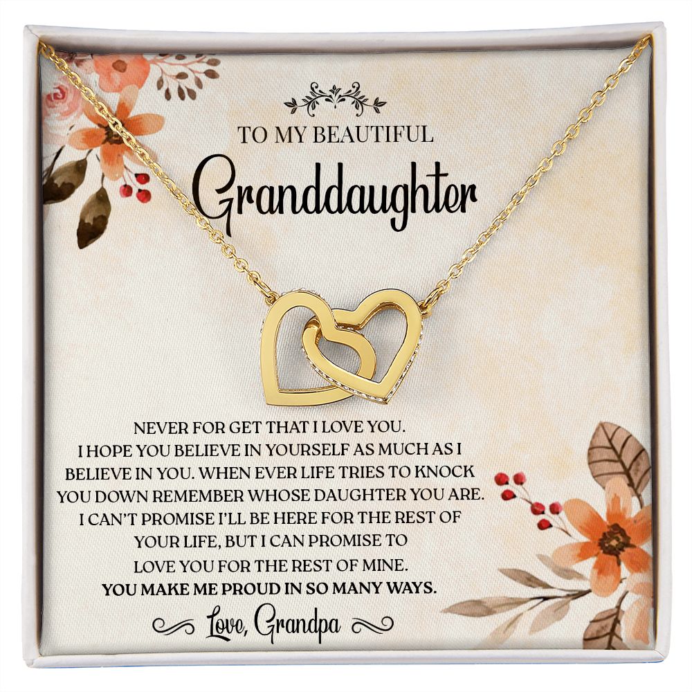 To my GrandDaughter - Love You For The Rest of Mine - Interlocking Hearts Necklace Gift