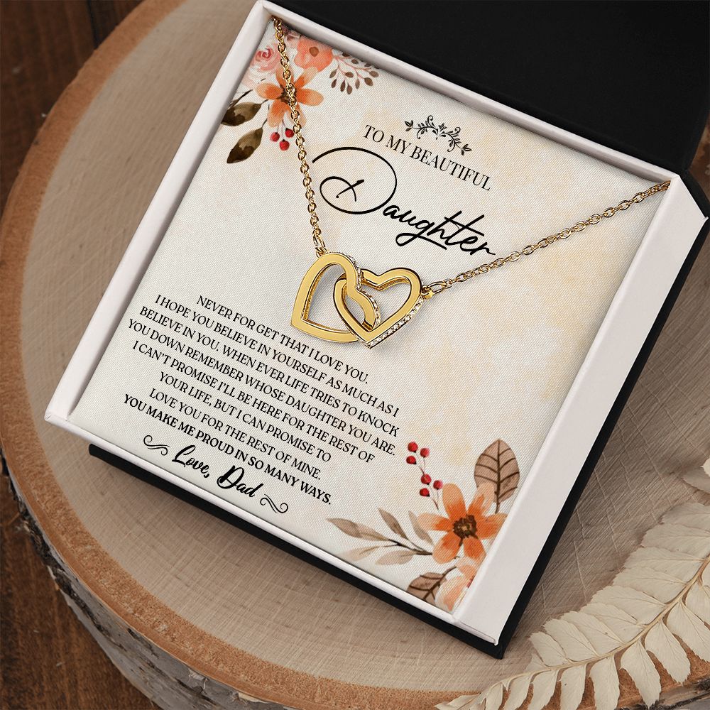 To my Daughter - Love You For The Rest of Mine - Interlocking Hearts Necklace Gift
