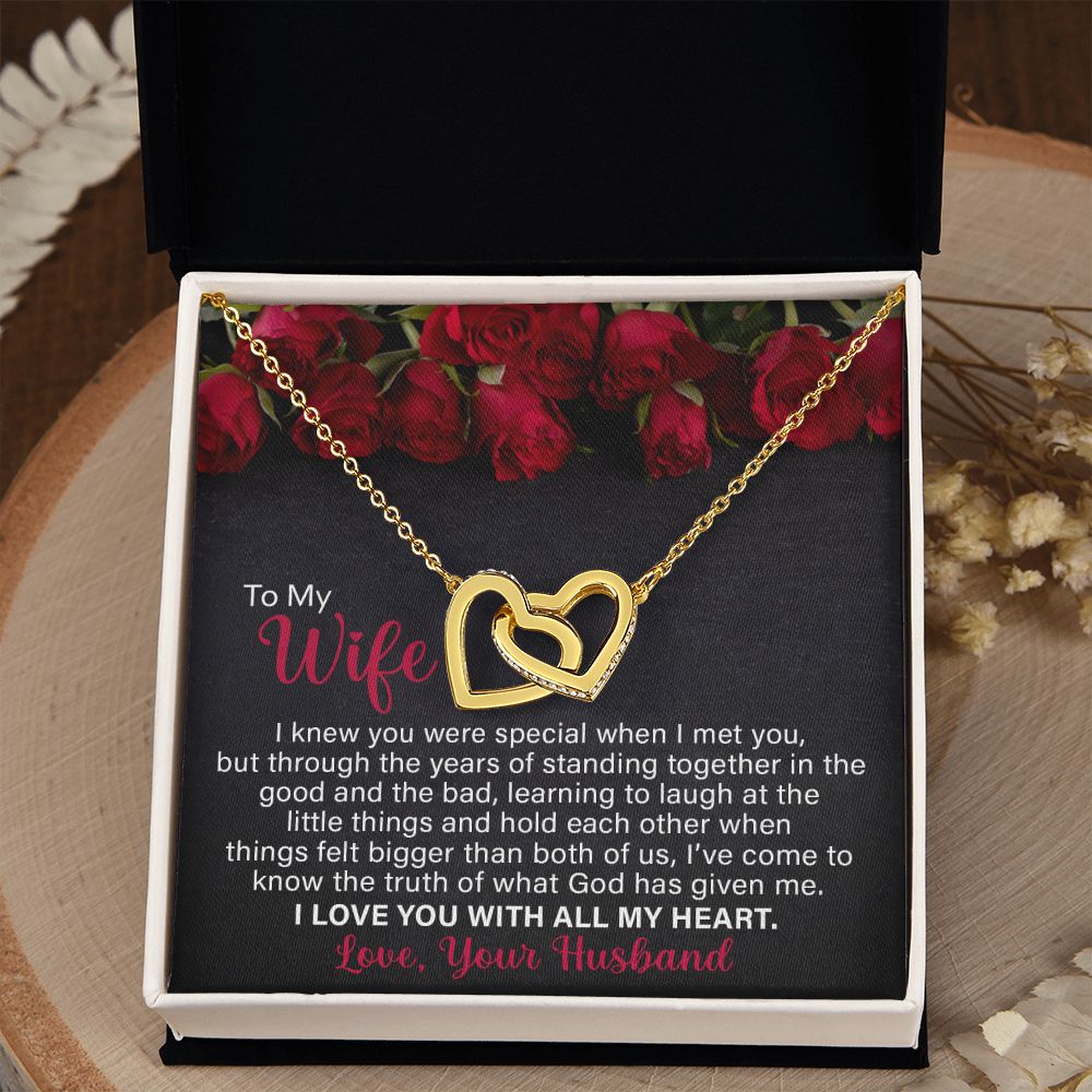 To My Wife | Standing Together | Interlocking Hearts Necklace | Gift For Her