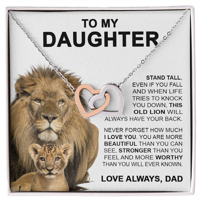 To My Daughter Gift From Dad | This Old Lion | Interlocking Hearts necklace