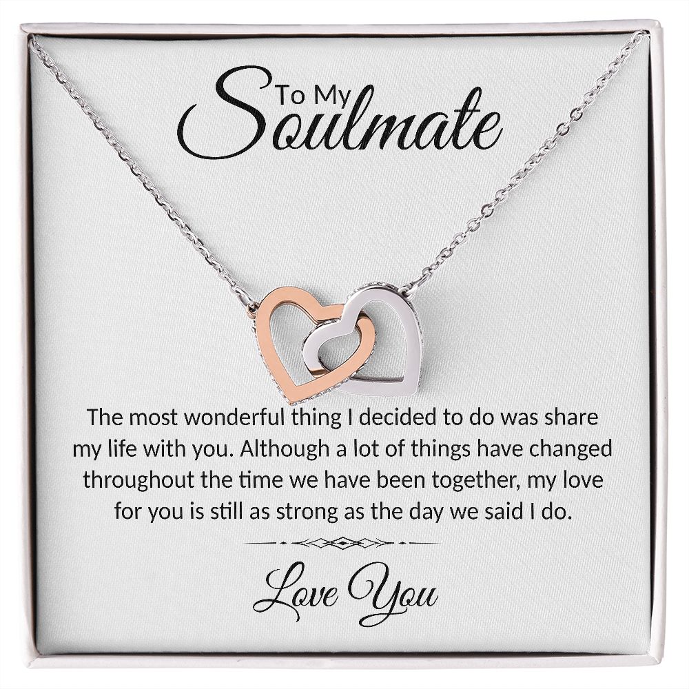 To My Soulmate | The Most Wonderful Thing | Interlocking Hearts Necklace | Romantic Christmas Gift Ideas