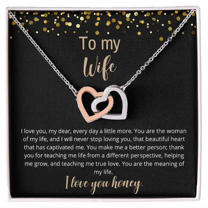 To My Wife | You Are The Meaning Of My Life | Interlocking Hearts Necklace