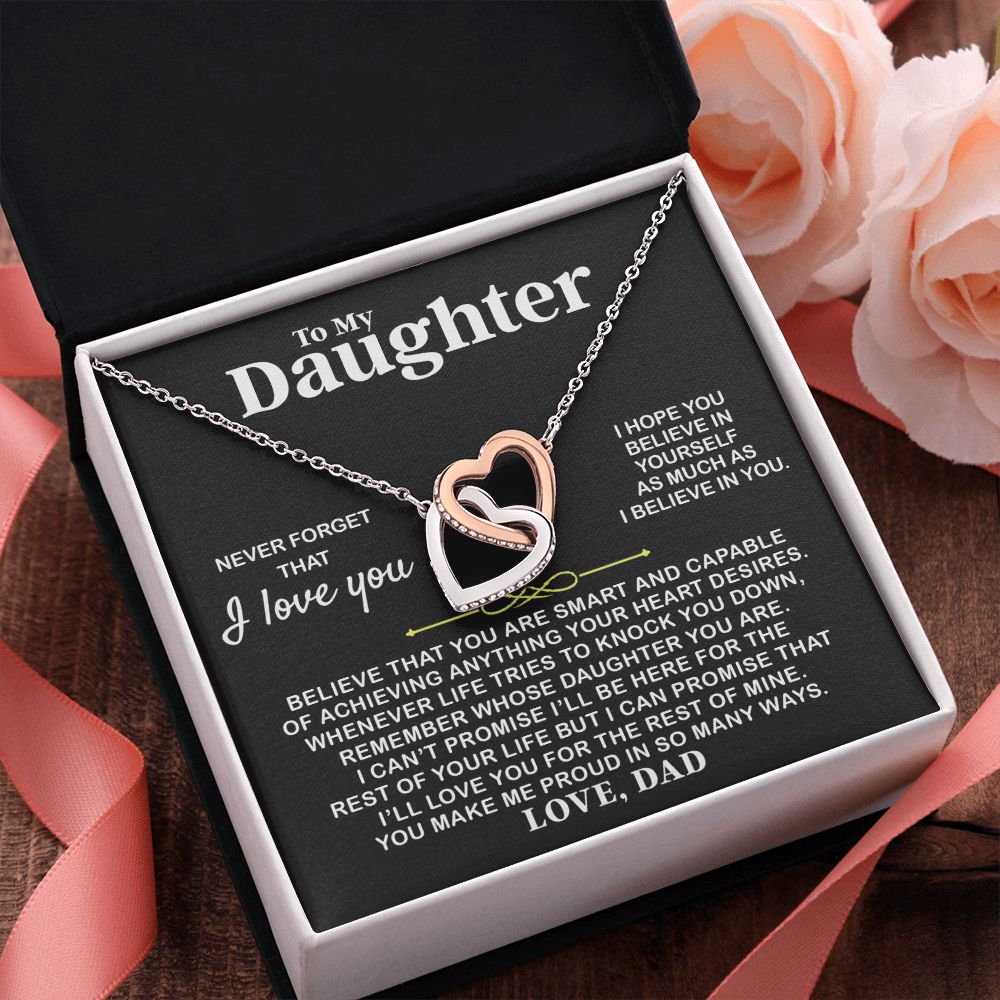 Daughter I Hope You, Interlocking Hearts Necklace, Christmas Gift Idea for Daughter
