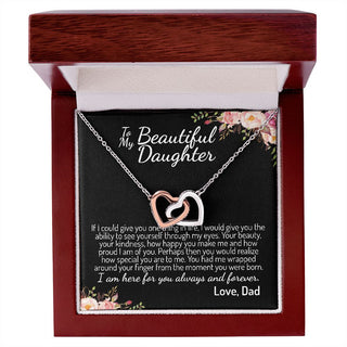 To My Beautiful Daughter | Never Forget That How Much I Love You | Interlocking Hearts Necklace