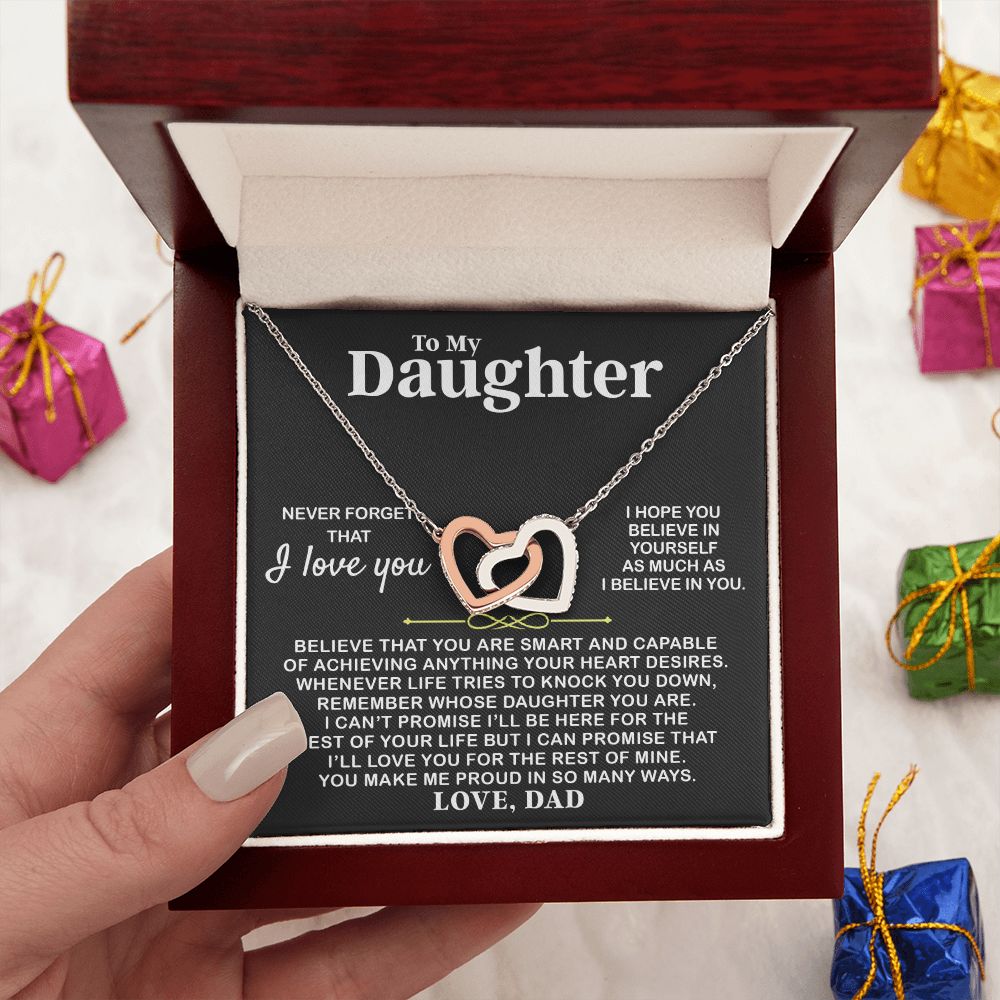 Daughter I Hope You, Interlocking Hearts Necklace, Christmas Gift Idea for Daughter