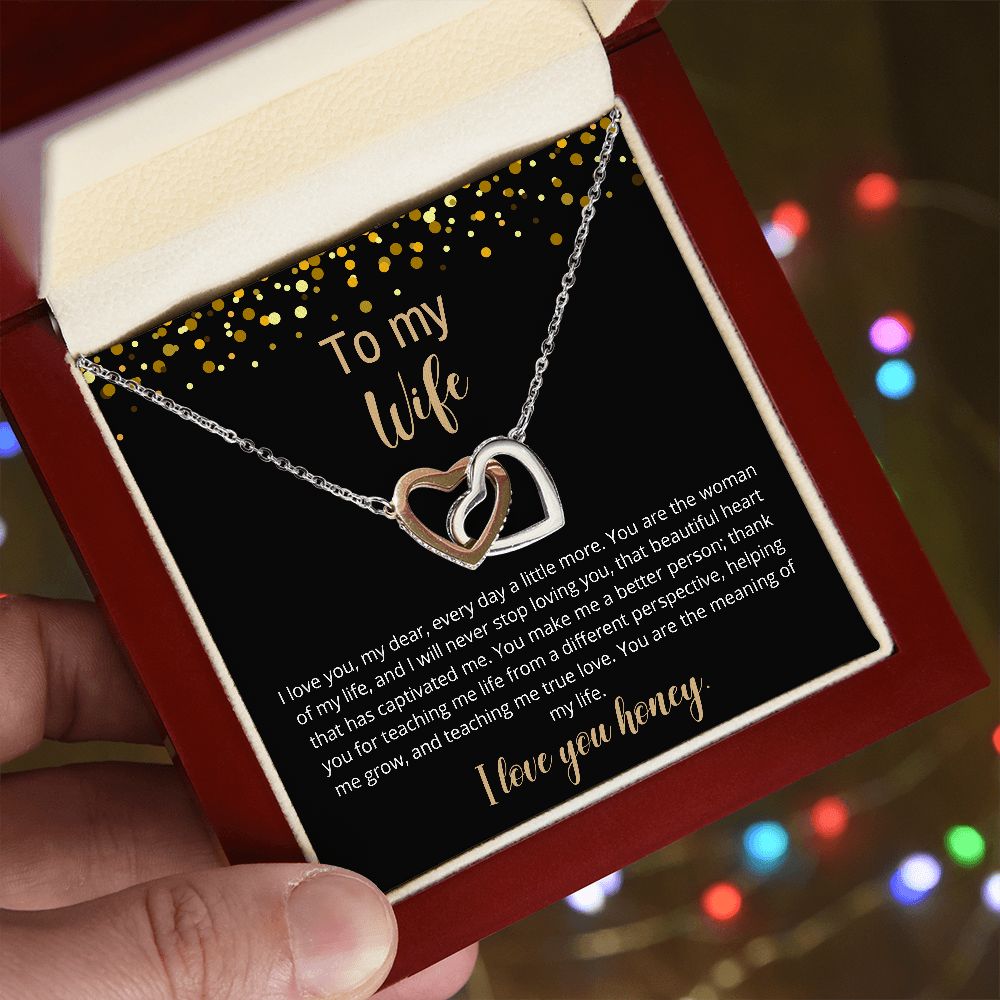 To My Wife | You Are The Meaning Of My Life | Interlocking Hearts Necklace
