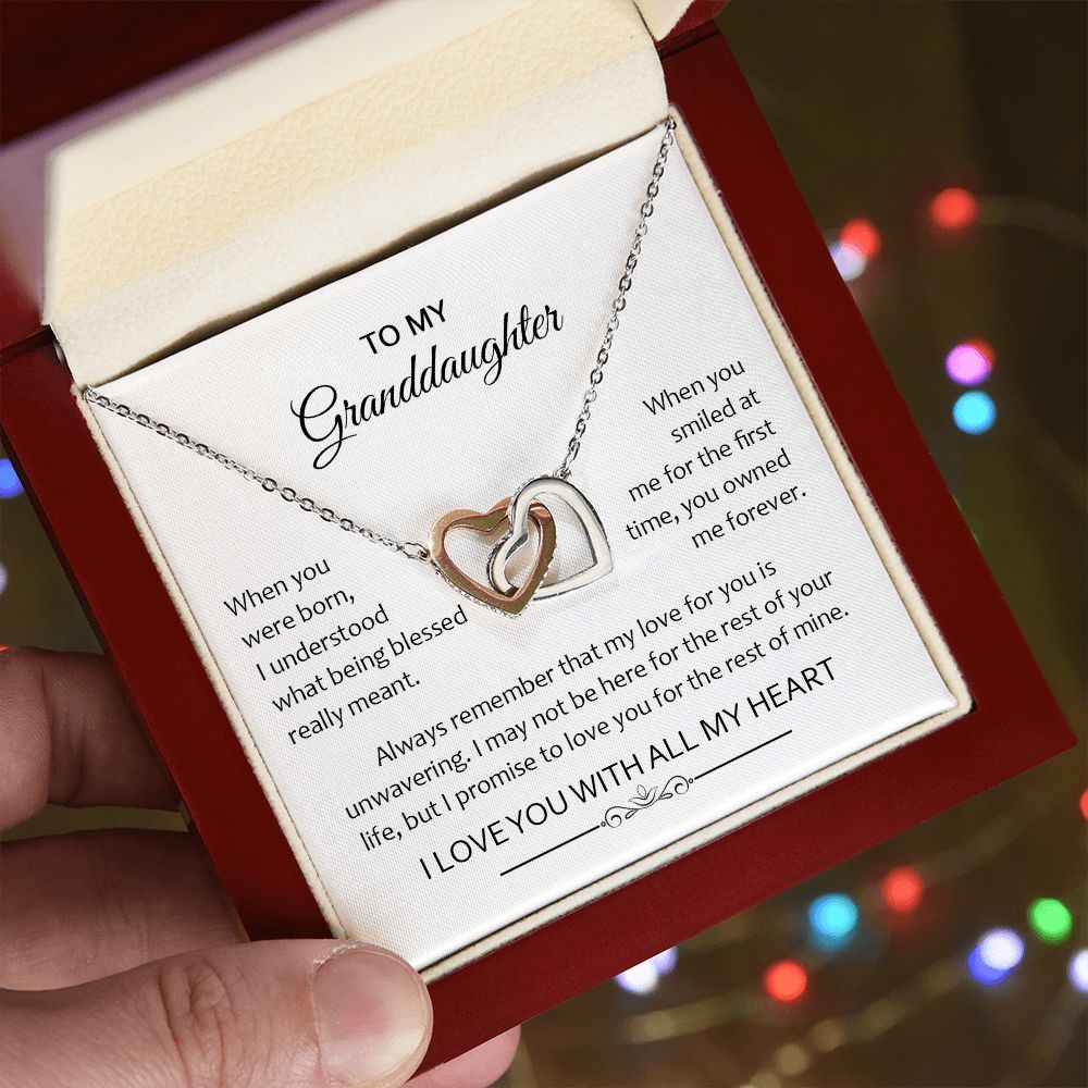 Granddaughter When You Were Born | Gift For Your Granddaughter | Interlocking Hearts necklace