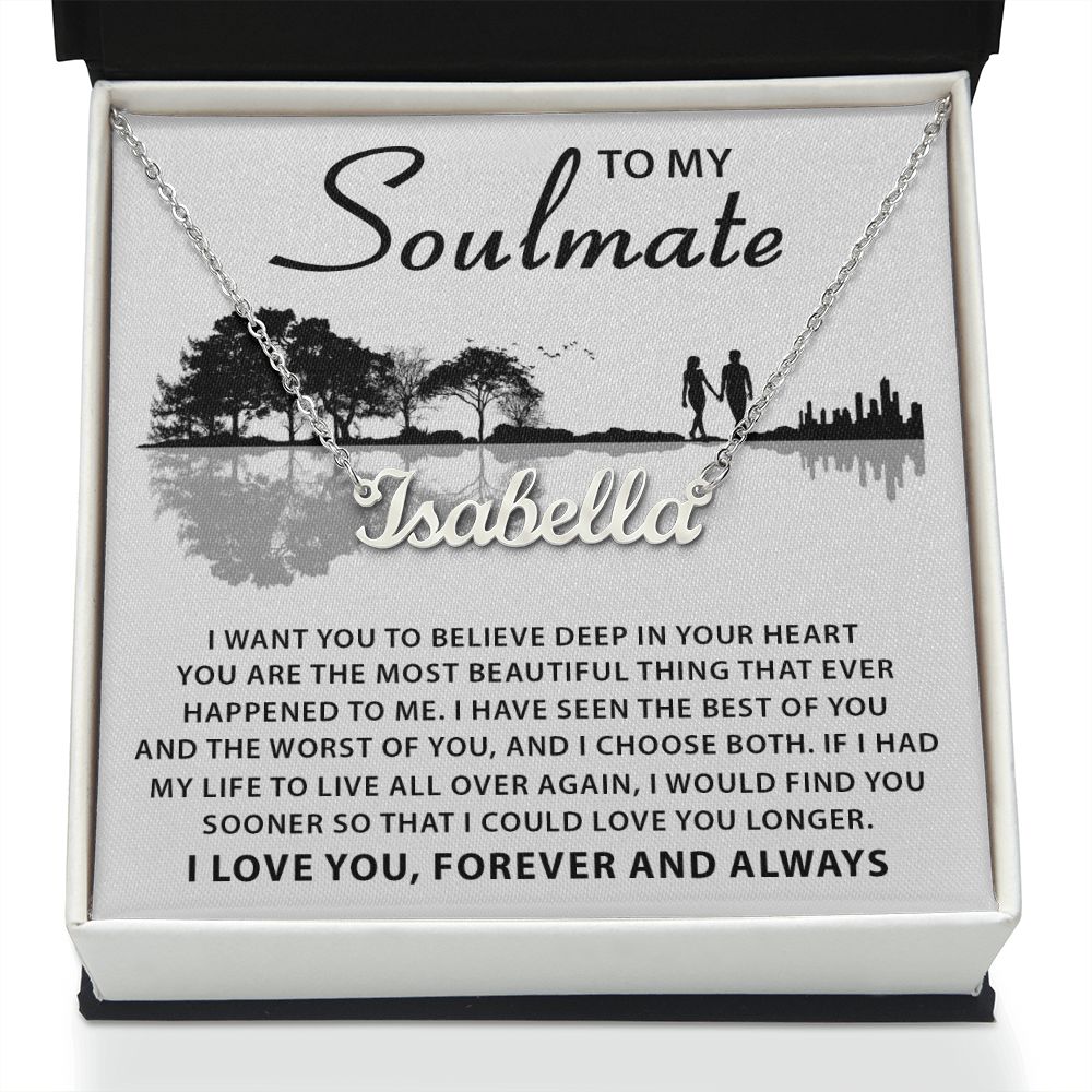 Soulmate Deep In Your Heart, Personalized Name Necklace, Custom Jewelry, Romantic Gift For Her