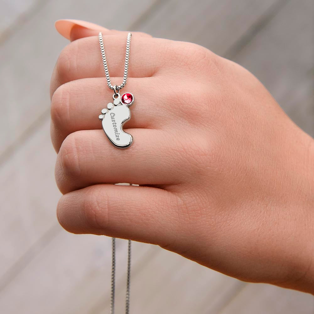 Mom You Mean More To Me, Custom Baby Feet Necklace