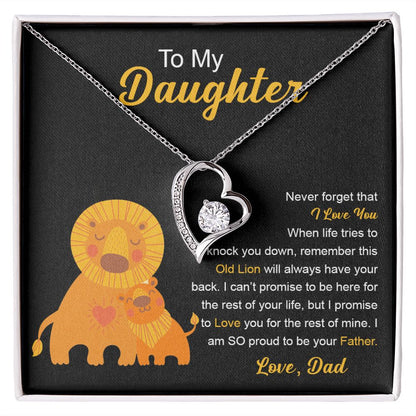 To My Daughter Gift From Dad | This Old Lion Will Always Have Your Back | Forever Love Necklace