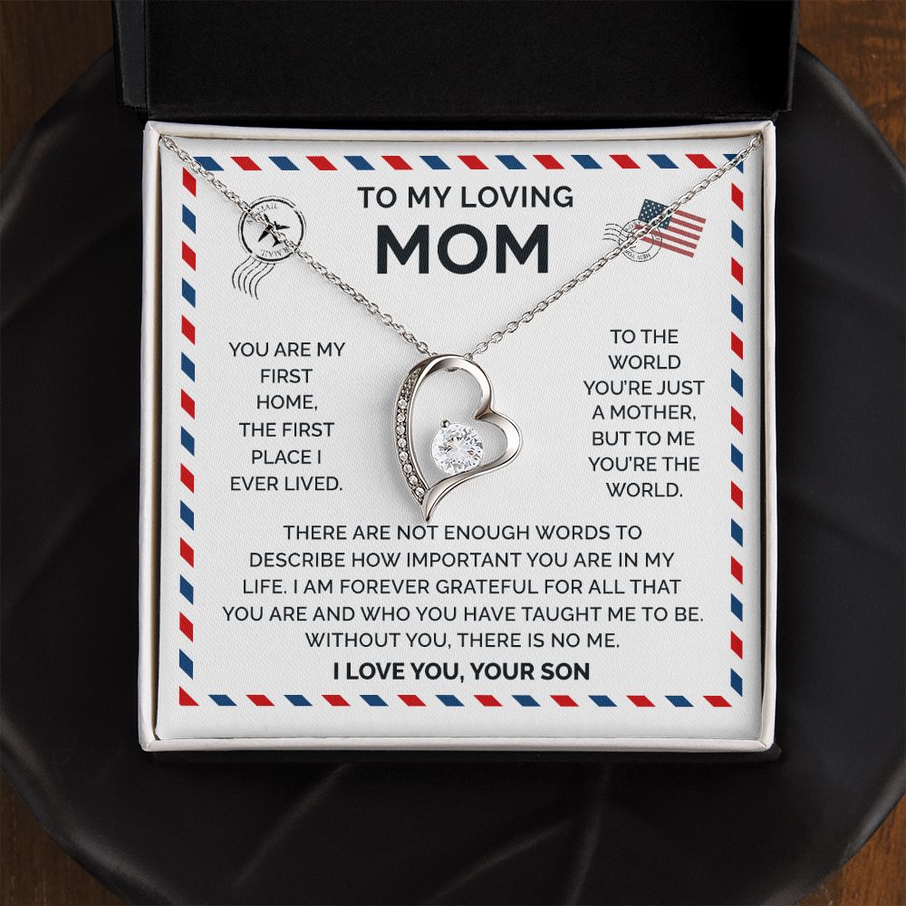 Mom You Are The World, Forever Love Necklace, Perfect Gift For Mother From Son