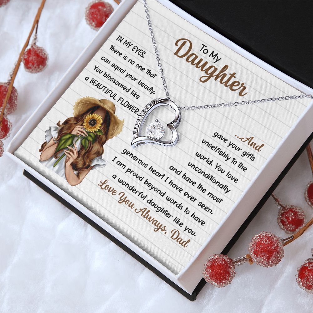 Daughter Beautiful Flower, Forever Love Necklace, Gift For Daughter From Dad, Christmas Gift Idea