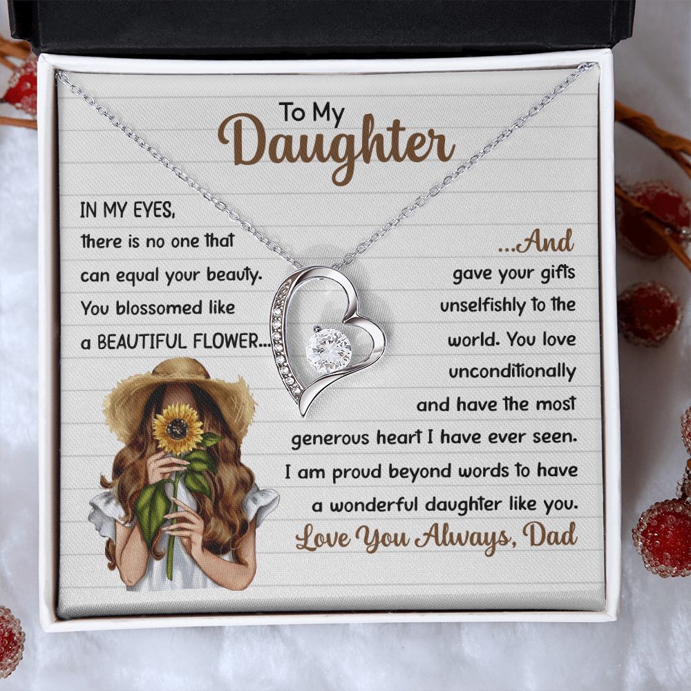 Daughter Beautiful Flower, Forever Love Necklace, Gift For Daughter From Dad, Christmas Gift Idea
