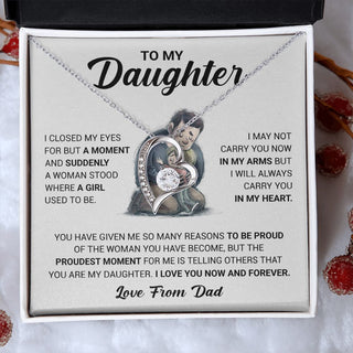 To My Daughter, Carry You In My Heart, Gift For Daughter From Dad, Forever Love Necklace, Christmas Gift Idea