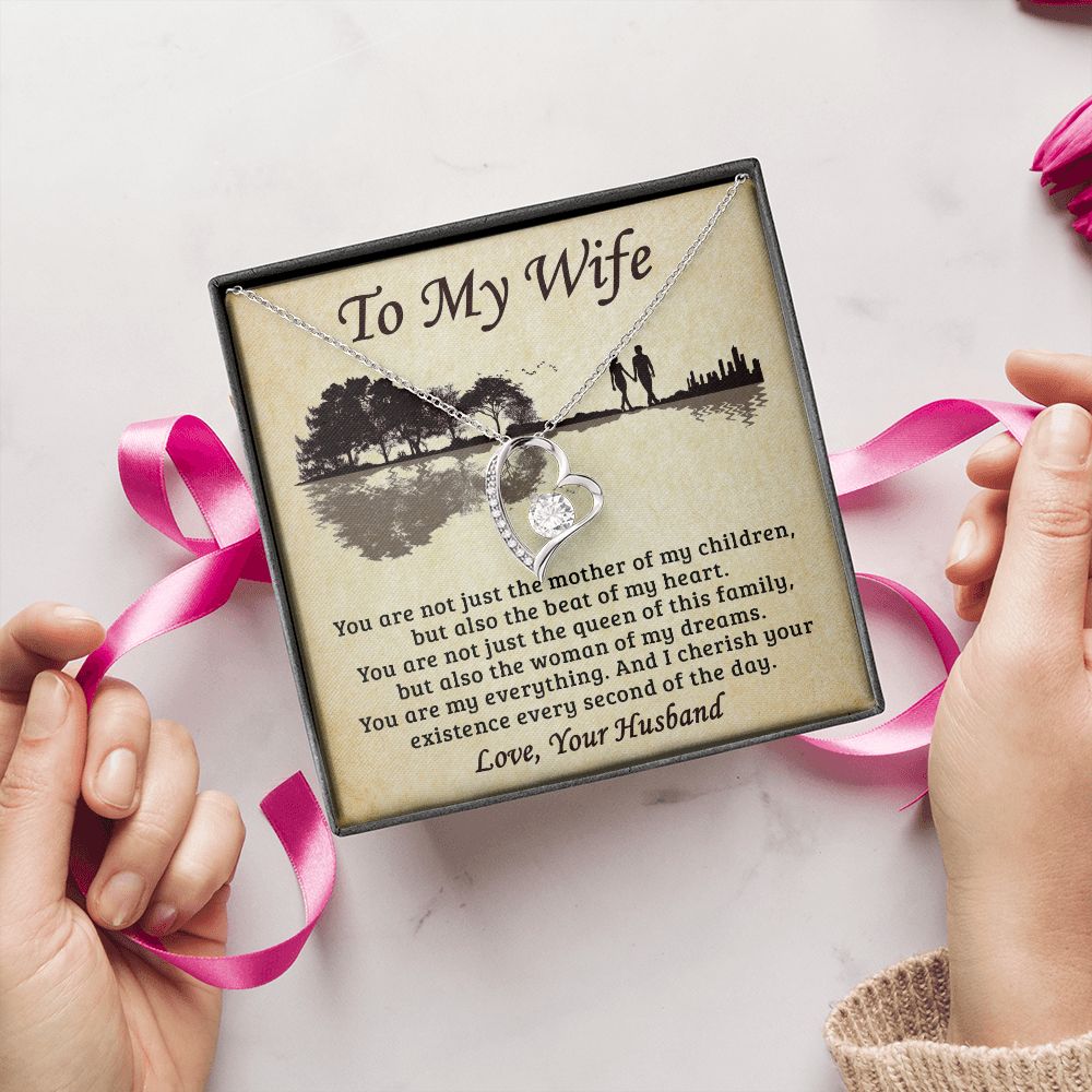 Wife The Beat Of My Heart, Forever Love Necklace, Gift For Wife From Husband