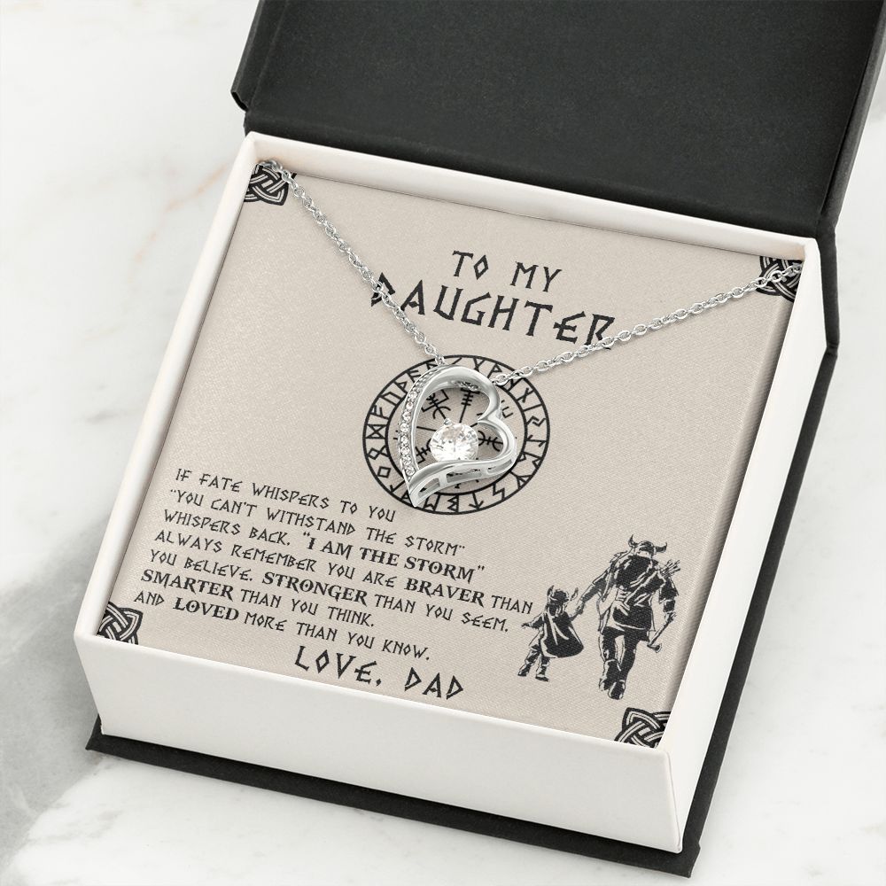 To My Daughter | The Storm | Viking Dad To Daughter Gift | Forever Love Necklace