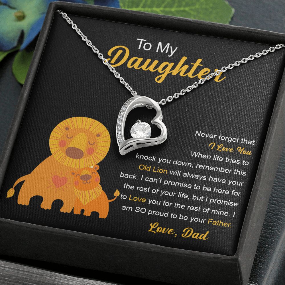 To My Daughter Gift From Dad | This Old Lion Will Always Have Your Back | Forever Love Necklace
