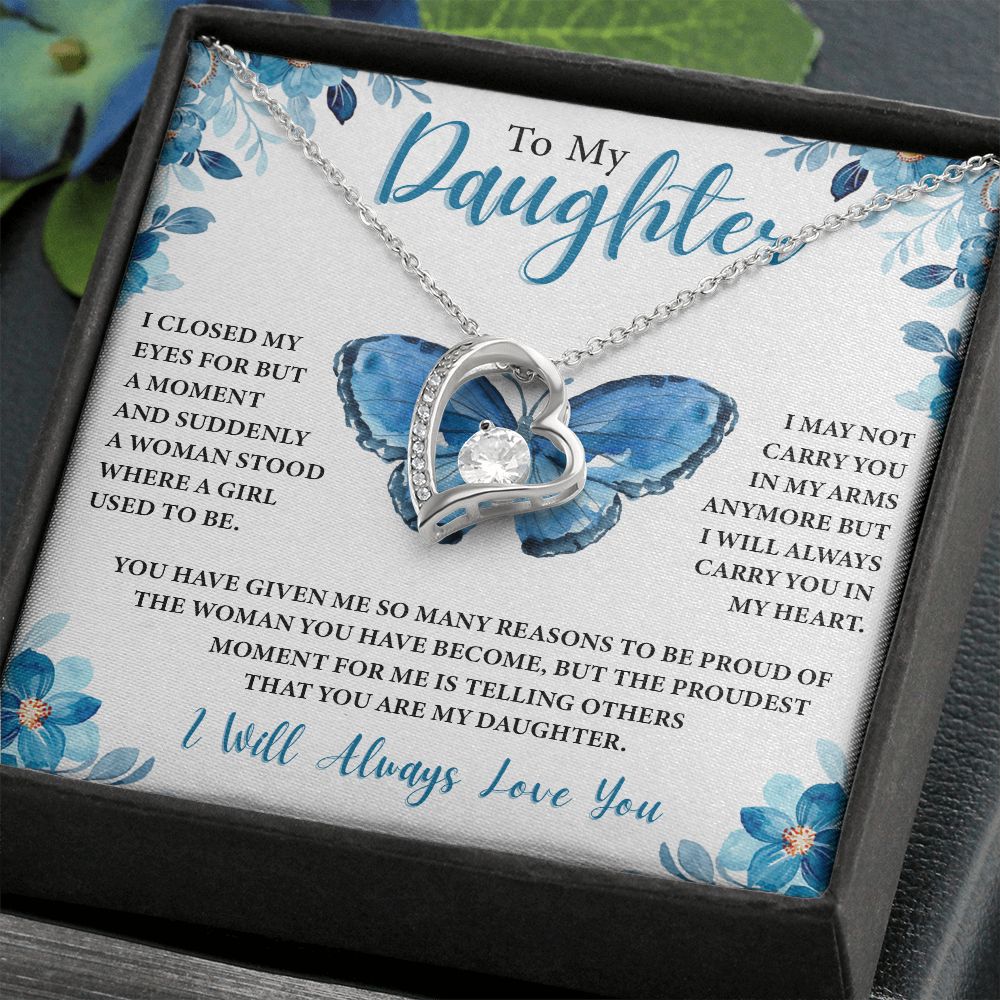 To My Daughter - Proud Of You, Forever Love Necklace Gift
