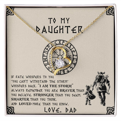 To My Daughter | The Storm | Viking Dad To Daughter Gift | Forever Love Necklace