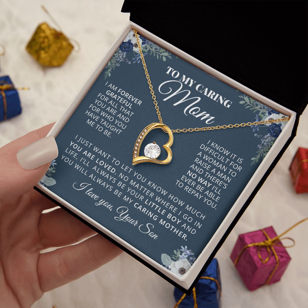 Mom My Caring Mother, Forever Love Necklace, Gift For Mom From Son, Mother's Day Gift Idea