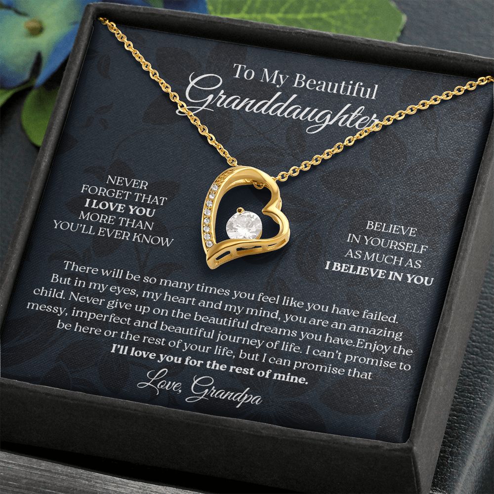 To My Granddaughter - Never Give Up, Forever Love Necklace