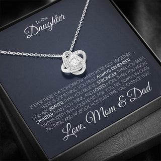 To Our Daughter | You're Always In Our Heart | Love Knot Necklace | Gift For Daughter From Mom & Dad